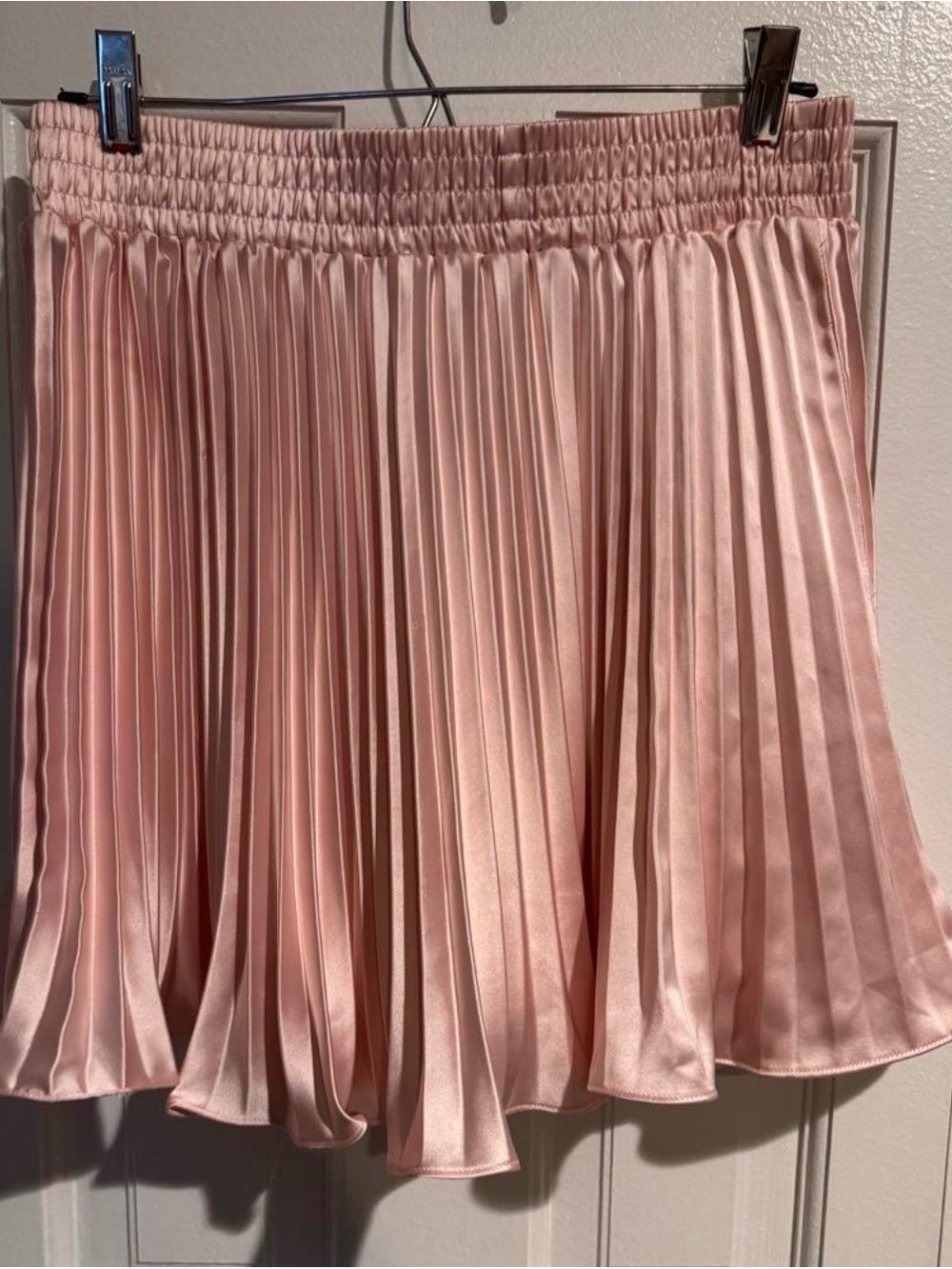 Endless Rose Blush Pink Silky Satin Accordion Pleated Mini Skirt M